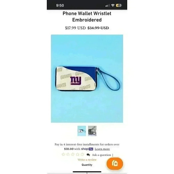 NWT New York Giants Curve Zip Organizer Wallet Wristlet NFL - Picture 15 of 15